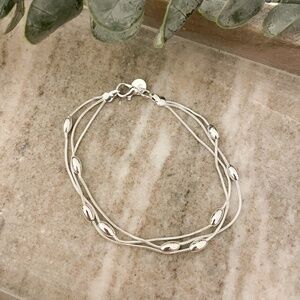 925 Sterling Silver Multi Layer Bead Bracelet Dainty Minimalist Bracelet